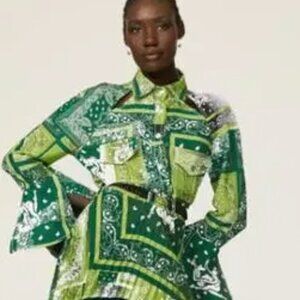 Thebe Magugu Sisterhood Top Bandana Print Moss Crepe Button up Blouse Africa S